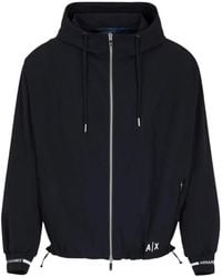 ARMANI EXCHANGE - Jassen ,Blauw ,Polyester Laminated Fabric Jacket With Hood - Lyst