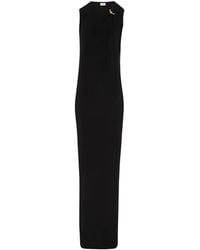 Jean Paul Gaultier - Schwarzes Kleid Mit Asymmetrischem Ausschnitt Und Metall-Piercing-Detail - Lyst
