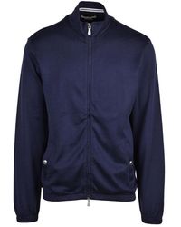 Eleventy - Hoodies & Sweatvesten ,Blauw ,Katoen Zip Sweatshirt - Lyst