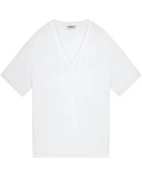 Dondup - Tops ,Wit ,Zijden V-Hals Regular T-Shirt - Lyst