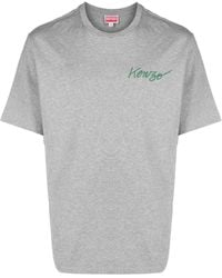 KENZO - Logo-Print Baumwoll T-Shirt in Ash Grey - Lyst