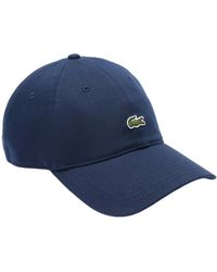 Lacoste - Accessoires ,Blauw ,Katoen Small Logo Unstructured Cap - Lyst