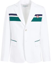 CASABLANCA - Jassen ,Wit ,Katoen Witte Maatwerk Jas Met Groene Accenten - Lyst
