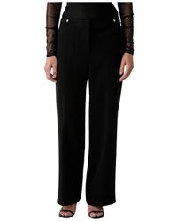 DKNY - Broeken ,Zwart ,Leer Wijde Broek - Lyst