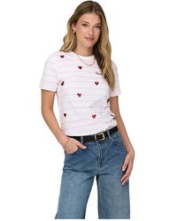 ONLY - Top cuore manica corta t-shirt - Lyst
