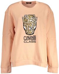 Roberto Cavalli - Hoodies & Sweatvesten ,Roze ,Katoen Elegant Roze Fleece Sweatshirt - Lyst