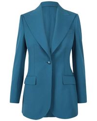 Dolce & Gabbana - Jassen ,Blauw ,Leer Getailleerd Single-Breasted Jasje - Lyst