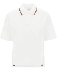 Thom Browne - Seersucker polo shirt mit gestreiftem kragen - Lyst