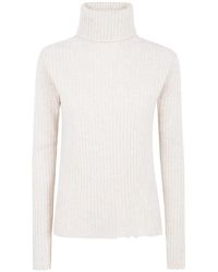 Uma Wang - Truien & Vesten ,Wit ,Geribbelde Hoge Hals Top - Lyst