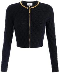 Elisabetta Franchi - Cardigan Van Gebreide Stof Met Diamanten En Juweeldetails - Lyst