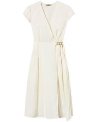 Twinset - Weiße Wickelkleid Mit V-Ausschnitt - Lyst