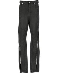 Rick Owens - Pantaloni in cotone neri con dettagli a zip - Lyst