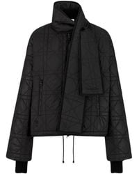 Dior - Jassen ,Zwart ,Polyester Macrocannage Jas Met Sjaalkraag - Lyst
