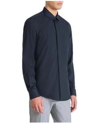 Antony Morato - Blaues Slim Fit Popeline-Hemd - Lyst