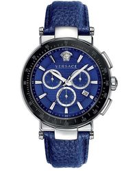 Versace - Cinturino in pelle blu orologio al quarzo - Lyst