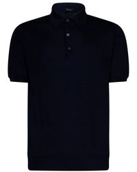 Kiton - T-shirt e polo blu con chiusura a tre bottoni - Lyst