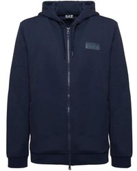 EA7 - Zip Hoodie Sweatshirt Met Logo - Lyst