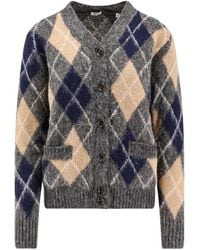 Aspesi - Grauer Woll V-Ausschnitt Pullover - Lyst