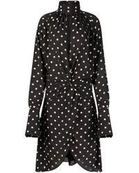 Nina Ricci - Polka Dot High Neck Midi Jurk - Lyst