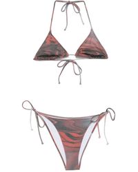 Jean Paul Gaultier - Bikini-Set Mit Rosenmuster Weiß/Grau/Rot - Lyst