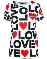 Love Moschino - Baumwoll-t-shirt mit stilvollem design - Lyst