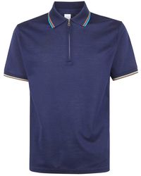 Paul Smith - Signature Stripe Trim Zip Polo - Lyst