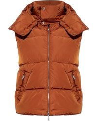 DSquared² - Jassen ,Oranje ,Satijn Gewatteerd Vest Met Afneembare Capuchon - Lyst