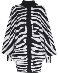 Balmain - Gebreide Jurk Met Zebra Intarsia - Lyst