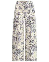 Marella - Broeken ,Veelkleurig ,Leer Tapioca 003 Fiore Azzurro - Lyst