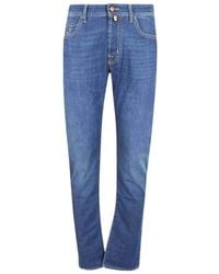 Jacob Cohen - Denim 5-pocket hose mit besticktem detail - Lyst