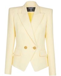 Balmain - Jassen ,Geel ,Double-Button Blazer - Lyst