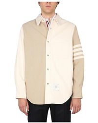 Thom Browne - Overhemden ,Veelkleurig ,Katoen Funmix 4-Bar Snap Front Shirt Jacket - Lyst