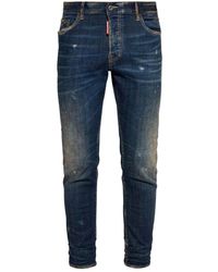 DSquared² - Jeans ,Blauw ,Katoen Distressed Skinny Skater Jeans - Lyst