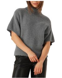 Notre-v - Truien & Vesten ,Grijs ,Alpaca Gebreide Coltrui - Lyst