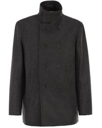 Herno - Jassen ,Grijs ,Wol Double-Breasted Wollen Blend Jas - Lyst