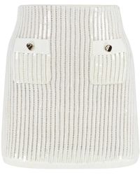 Self-Portrait - Rokken ,Wit ,Katoen Sequin Crochet Mini Rok - Lyst