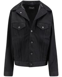 Balenciaga - Jassen ,Zwart ,Katoen Zwarte Jassen Met Metalen Knoopsluiting - Lyst