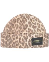 Ganni - Accessoires ,Wol Leopard Beanie - Lyst