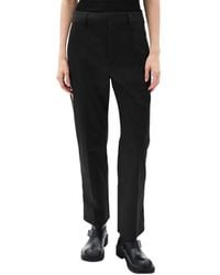 Ann Demeulemeester - Broeken ,Zwart ,Katoen Broek Met Streepdetail Aan De Zijkant En Cropped Lengte - Lyst