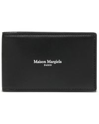Maison Margiela - Accessoires ,Zwart ,Leer Zwarte Voorkant Logo Kaarthouder Portemonnee - Lyst