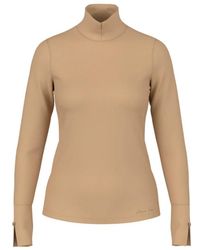 Marc Cain - Tops ,Bruin ,Katoen Basic Top Met Opstaande Kraag - Lyst
