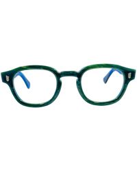 Cutler and Gross - Accessoires ,Blauw ,Retro Vierkante Bril Blauw/Groen Marmer - Lyst