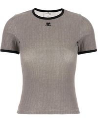 Courreges - Tops ,Veelkleurig ,Katoen Signature Contrast T-Shirt - Lyst