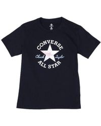 Converse - T-shirt nero con stampa logo - Lyst