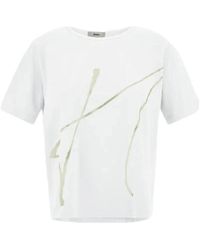 Herno - T-shirt in cotone bianco manica corta - Lyst