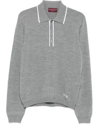 Gucci - Grijze Wollen Polo Met Geperforeerde Details - Lyst