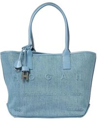 Hogan - Tassen ,Blauw ,Katoen Address Shopping Piccola Tessuto - Lyst