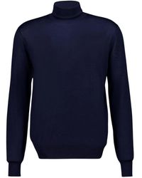 Saint Laurent - Truien & Vesten ,Blauw ,Wol Wool-Cashmere Turtleneck - Lyst