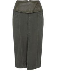 Pinko - Rokken ,Groen ,Katoen Elegante Midi-Rok Met Riem En Zakken - Lyst
