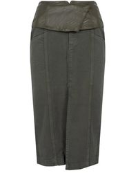 Pinko - Rokken ,Groen ,Katoen Elegante Midi-Rok Met Riem En Zakken - Lyst